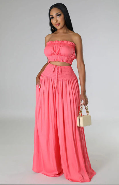 Sleeveless Top & Wide-Leg Pant Set | Wovetsa