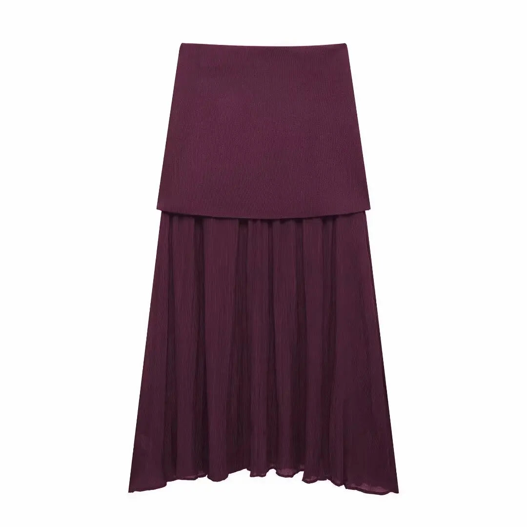 Women's Knit V-Neck Vest & Long Skirt Two Piece Set | Wovetsa