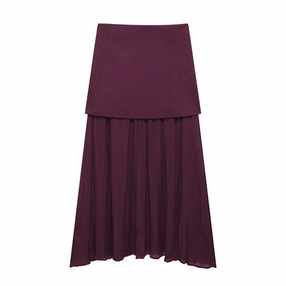 Women's Knit V-Neck Vest & Long Skirt Two Piece Set | Wovetsa