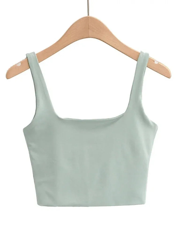 Square Neck Sleeveless Tank Top | Wovetsa