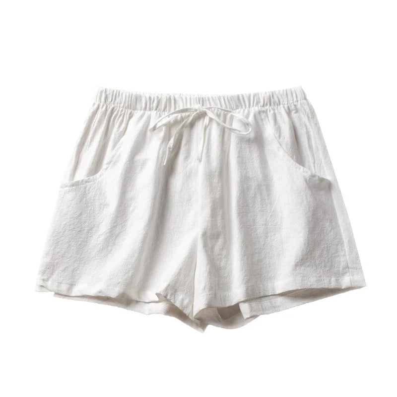 High Waist Cotton Linen Shorts | Wovetsa