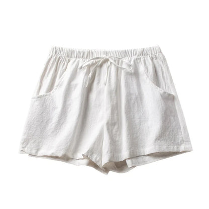 High Waist Cotton Linen Shorts | Wovetsa