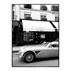 Black & White Luxury Car Paris Street Canvas Wall Art | Wovetsa