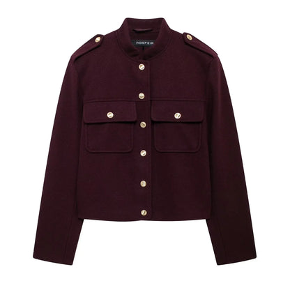Vintage Wine Red Single Breasted Jacket | Wovetsa