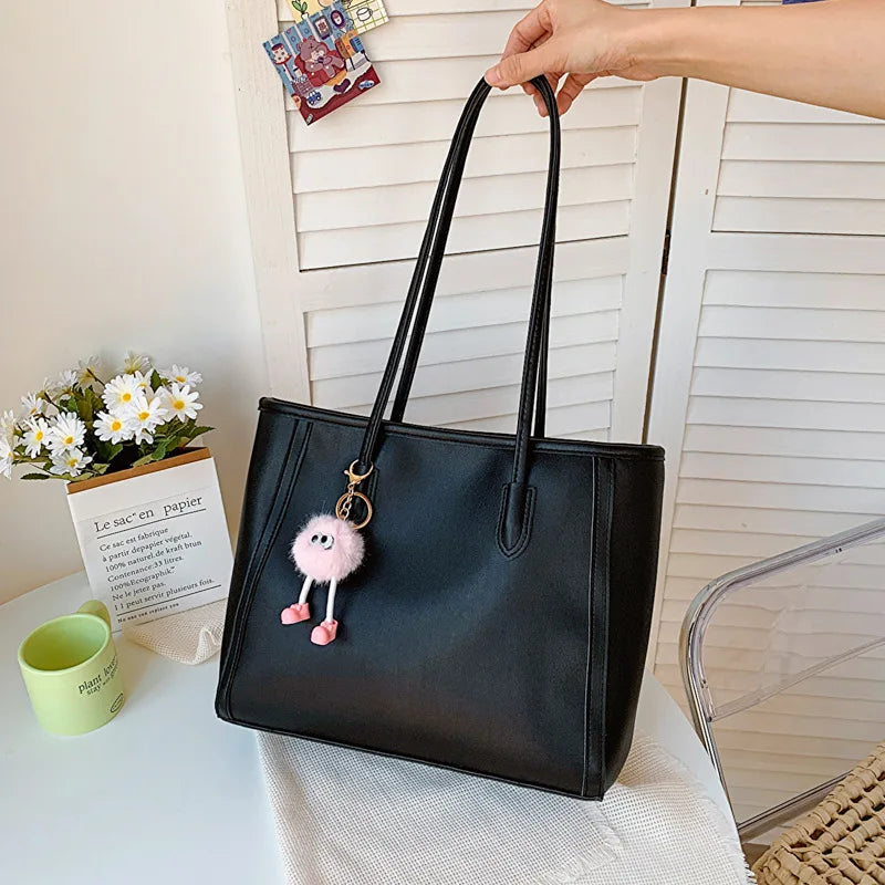Korean PU Leather Shoulder Tote | Wovetsa