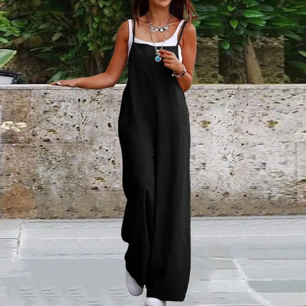 Backless Spaghetti Strap Wide-Leg Jumpsuit | Wovetsa