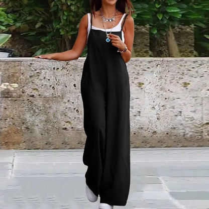 Backless Spaghetti Strap Wide-Leg Jumpsuit | Wovetsa