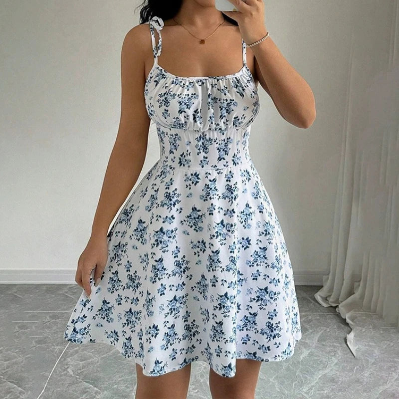 Floral Spaghetti Strap Beach Dress | Wovetsa