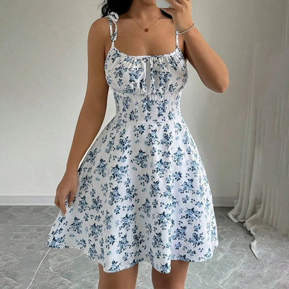 Floral Spaghetti Strap Beach Dress | Wovetsa