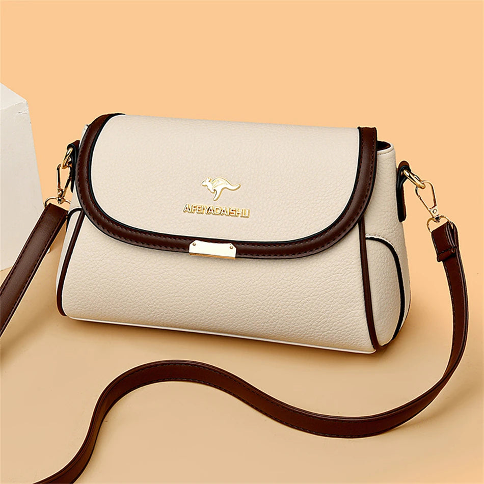Leather Flap Crossbody Shoulder Bag | Wovetsa