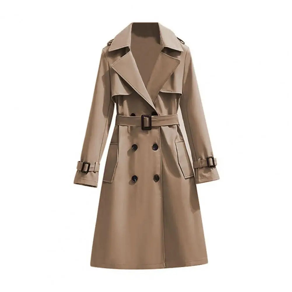 Women's Double-Breasted Long Trench Coat | Wovetsa