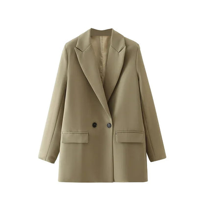 Double Breasted Notch Lapel Office Blazer | Wovetsa