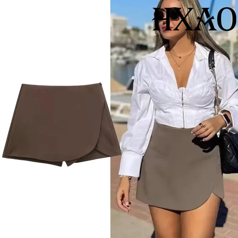 High Waist Asymmetric Mini Skort | Wovetsa