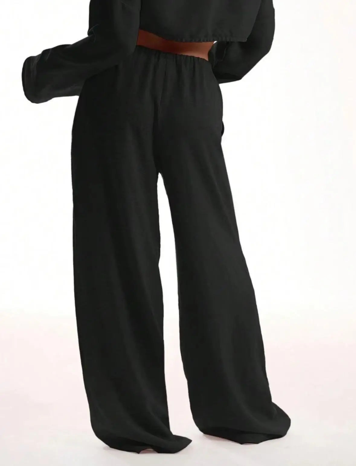 High-Waist Drawstring Wide-Leg Pants | Wovetsa