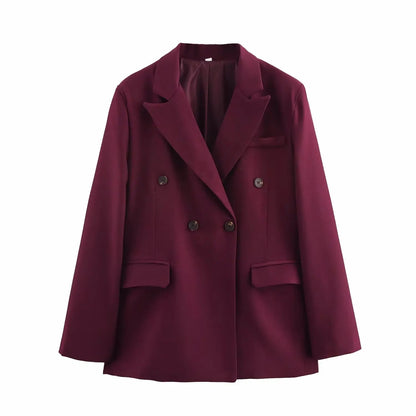 Burgundy Double-Breasted Suit Set | Wovetsa
