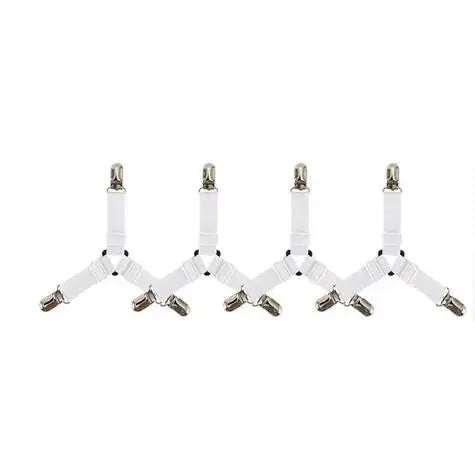 Bed Sheet Holder Clips 4-Pack Adjustable Elastic Straps | Wovetsa