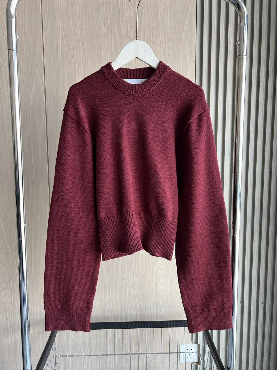 Loose sleeve round neck knitted sweater 2025 new product ladies ultra-wide ribbed hem long sleeve short cardigan