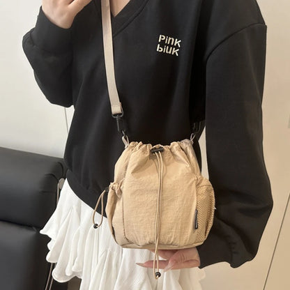 Nylon Drawstring Bucket Crossbody Bag | Wovetsa