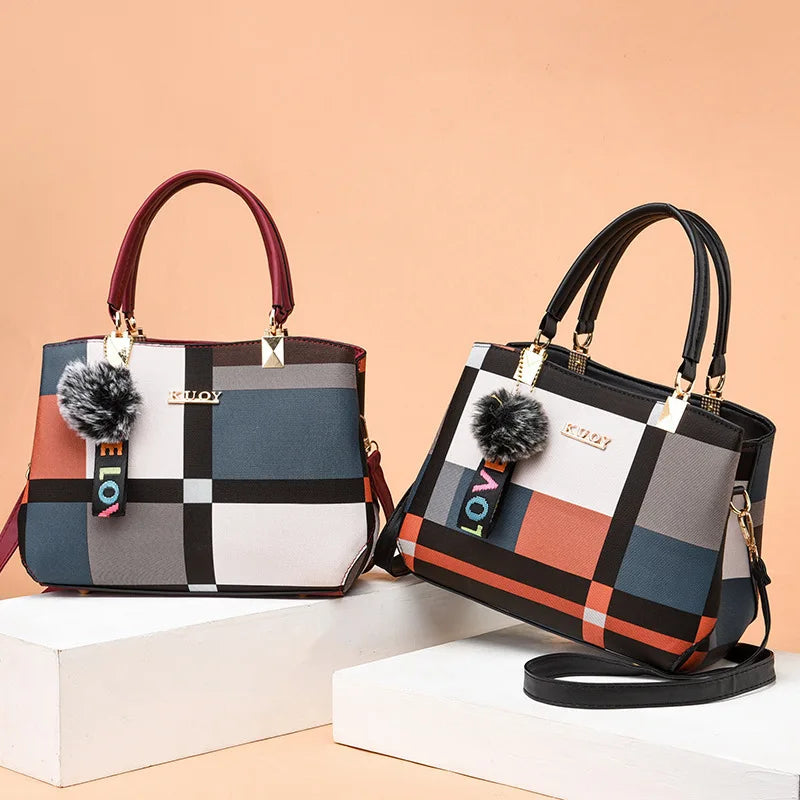 Plaid Pom-Pom Crossbody Satchel | Wovetsa