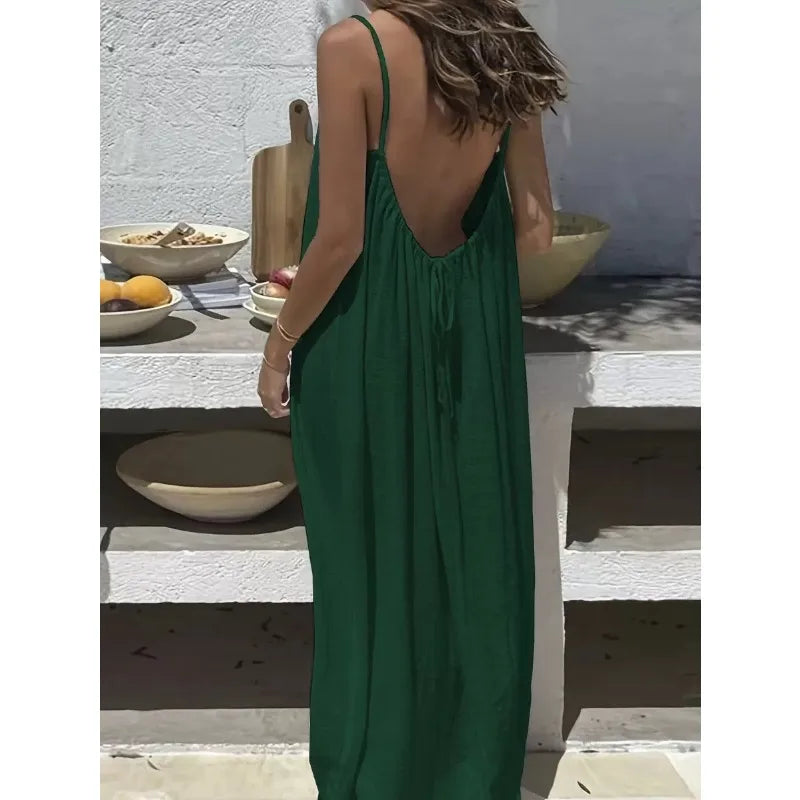 Loose Fit Spaghetti Strap Vacation Dress | Wovetsa