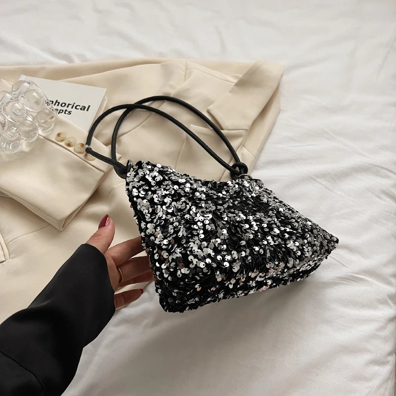 Sequin Embellished Evening Shoulder Bag | Wovetsa