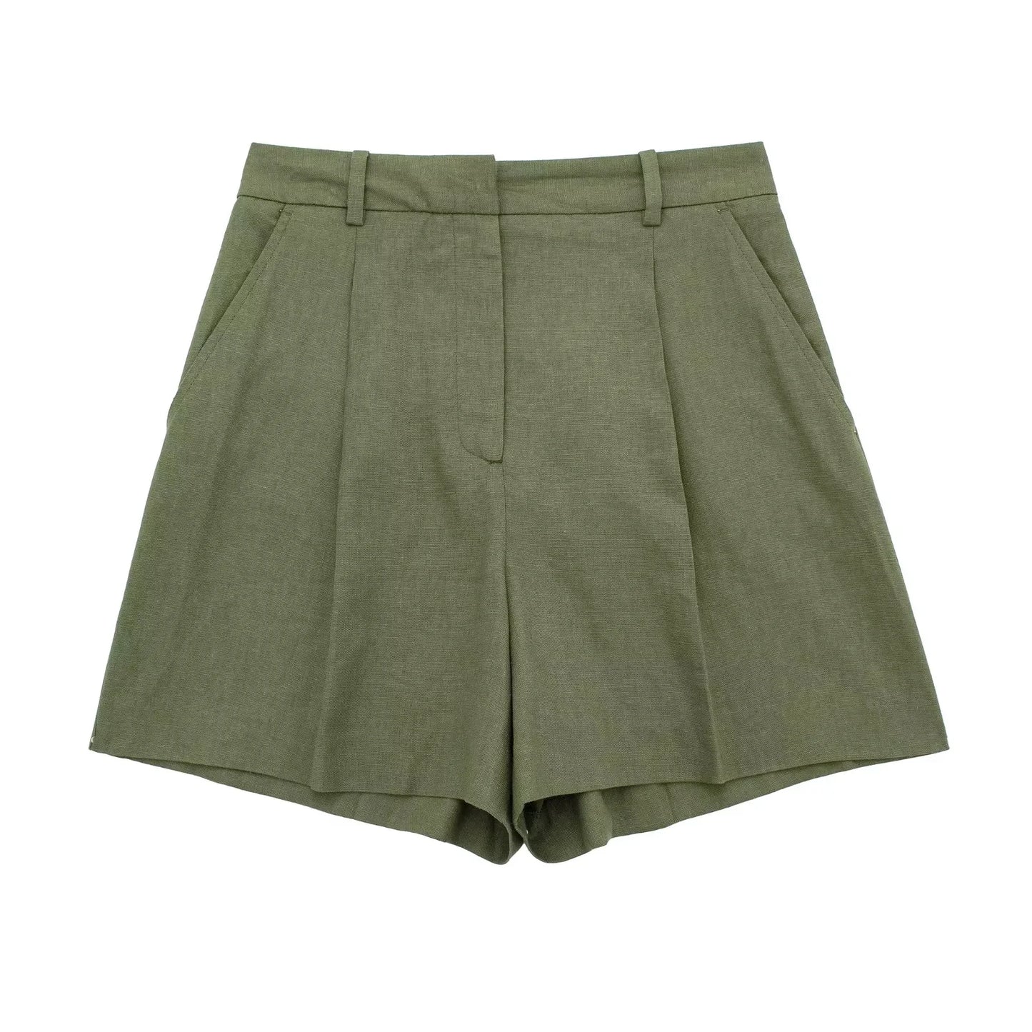 Women's Green Summer Two Piece Set | Relaxed Elegant Vest and Shorts Outfit
