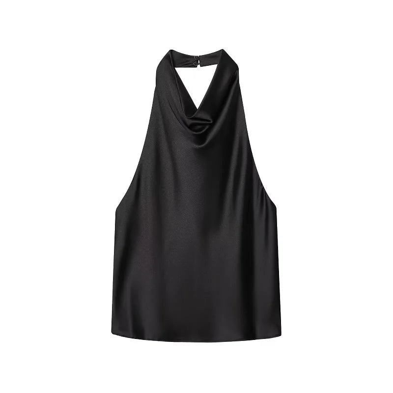 Satin Halter Backless Camisole Top | Wovetsa