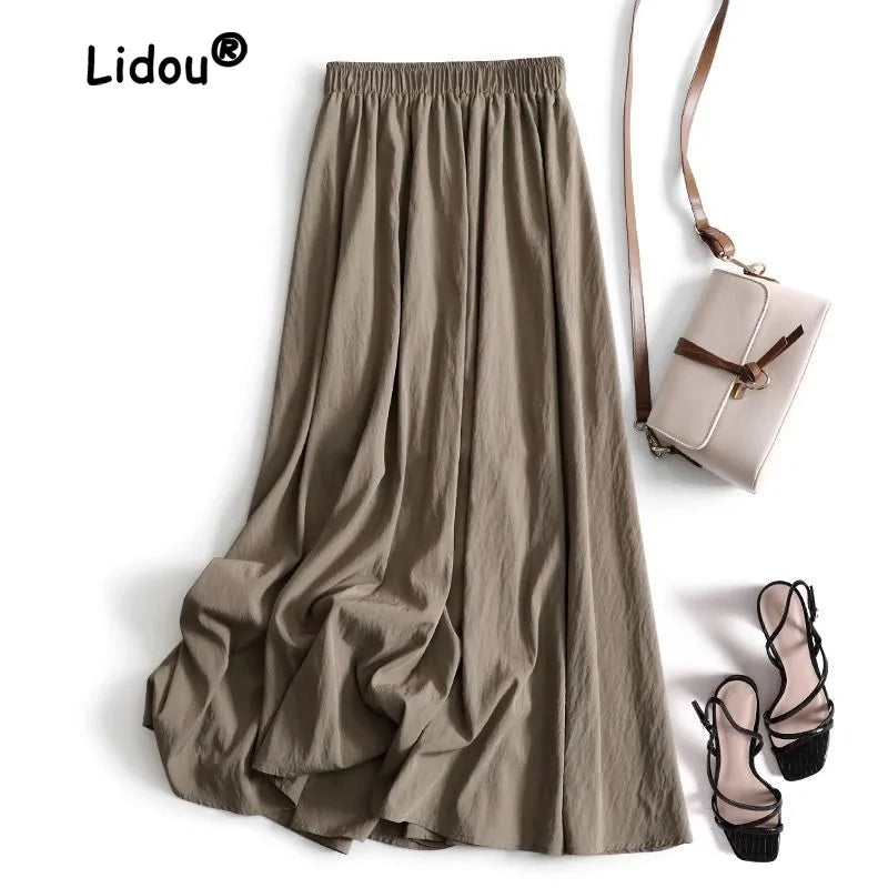 Solid Pleated Swing Midi Dress | Wovetsa