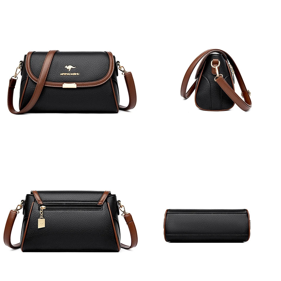 Leather Flap Crossbody Shoulder Bag | Wovetsa