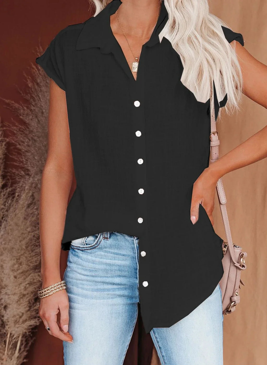 Loose Short Sleeve Casual Shirt | Wovetsa