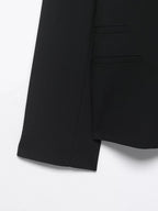 Solid O-Neck Straight Blazer | Wovetsa