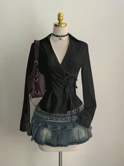 Side Strap Slim Fit Long Sleeve Shirt | Wovetsa