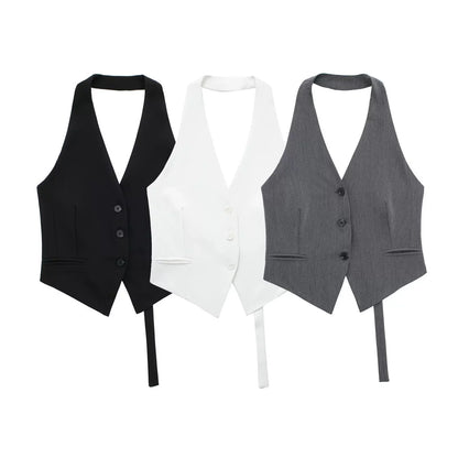 Off-Shoulder Cropped Vest | Wovetsa