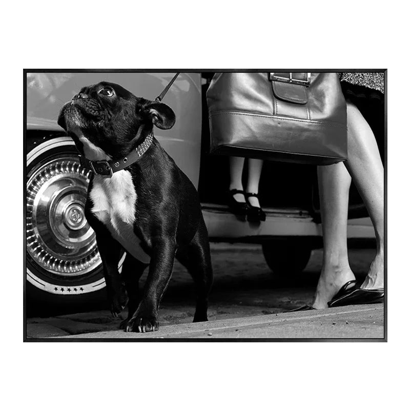 Black & White Luxury Car Paris Street Canvas Wall Art | Wovetsa