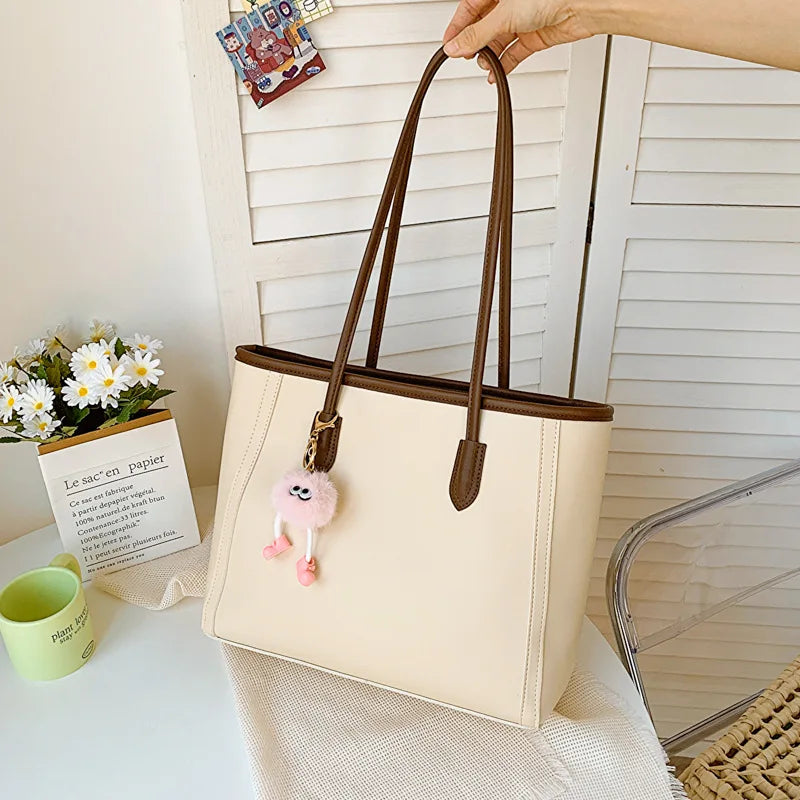 Korean PU Leather Shoulder Tote | Wovetsa