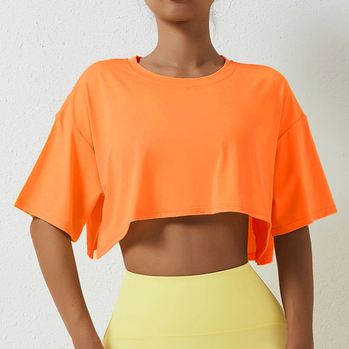 Women's Cotton Blend Short Sleeve Sport T-Shirt Loose Fit Yoga Fitness Casual Top