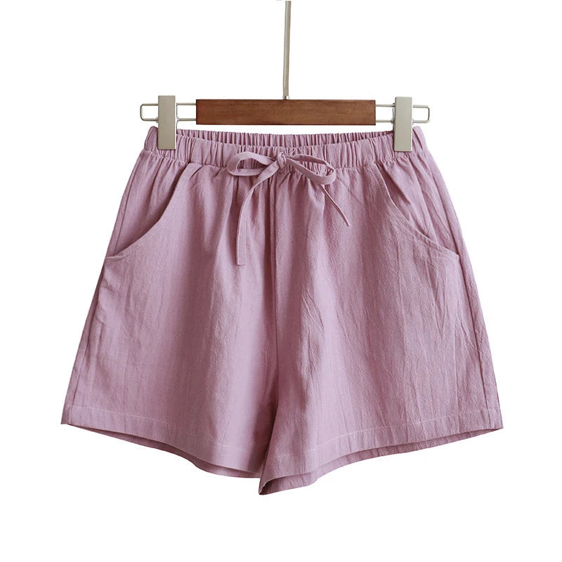 High Waist Cotton Linen Shorts | Wovetsa