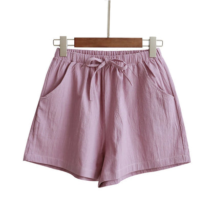 High Waist Cotton Linen Shorts | Wovetsa