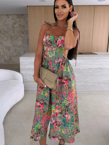 Printed Spaghetti Strap Maxi Dress | Wovetsa
