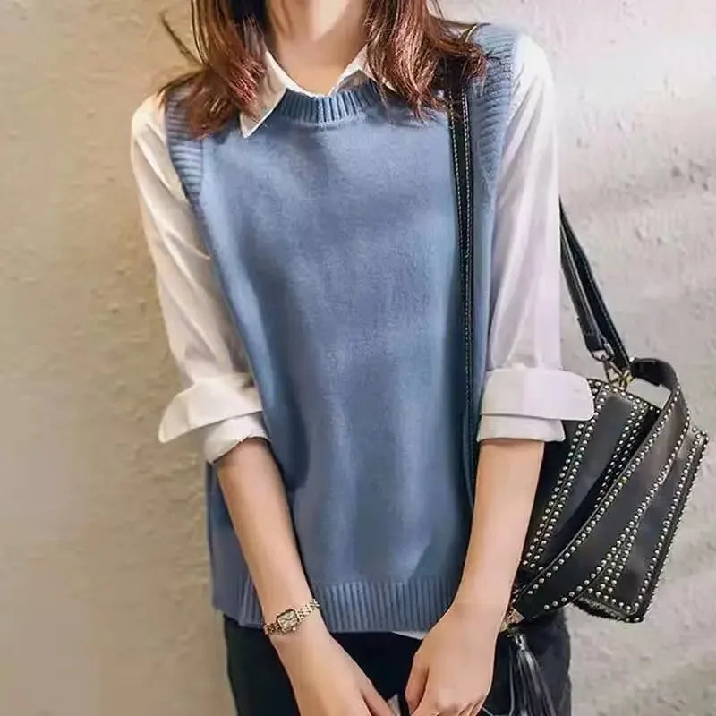Button-Detail Knit Sweater Vest | Wovetsa