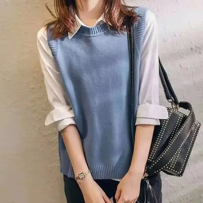 Button-Detail Knit Sweater Vest | Wovetsa