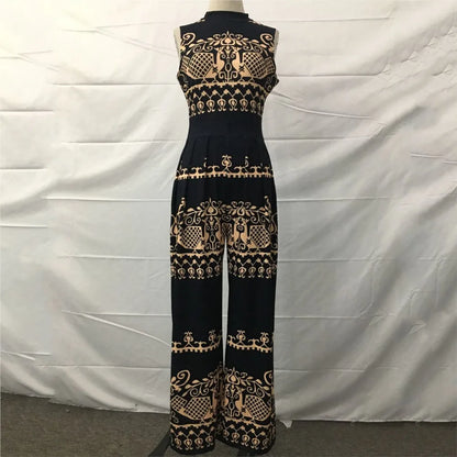 Women's Printed Wide Leg Jumpsuit | Wovetsa