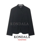 Solid O-Neck Straight Blazer | Wovetsa