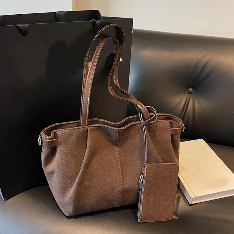 Large Suede Bucket Tote Bag | Wovetsa