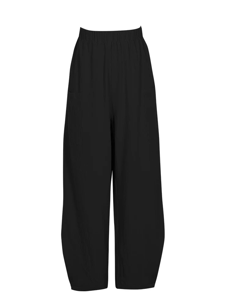 Plus Size Women's Cotton-Linen Harem Trousers | Wovetsa