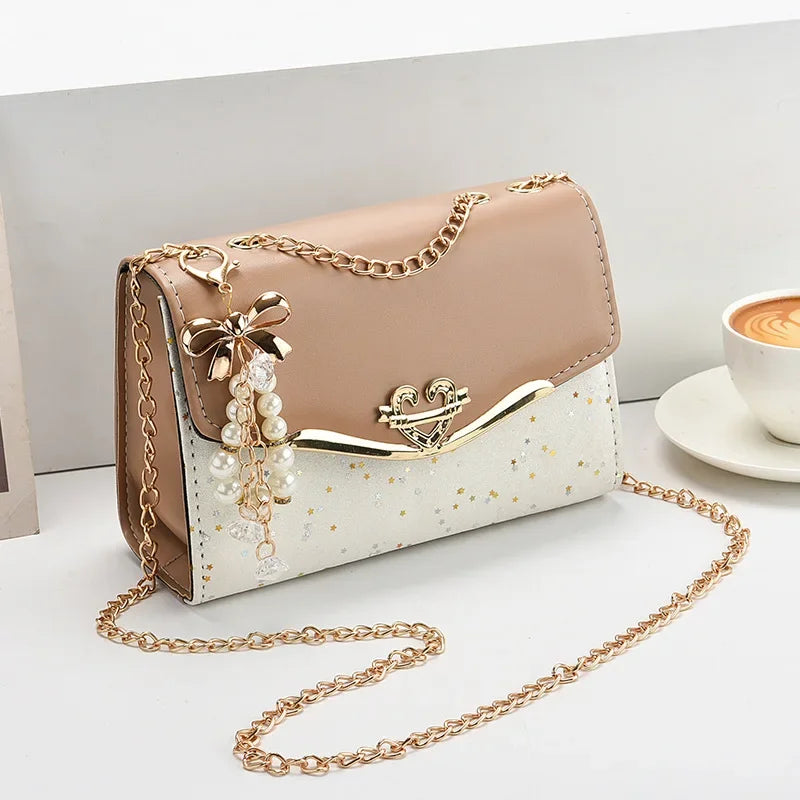 Chain Pendant PU Satchel Crossbody Bag | Wovetsa