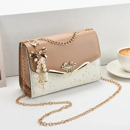 Chain Pendant PU Satchel Crossbody Bag | Wovetsa