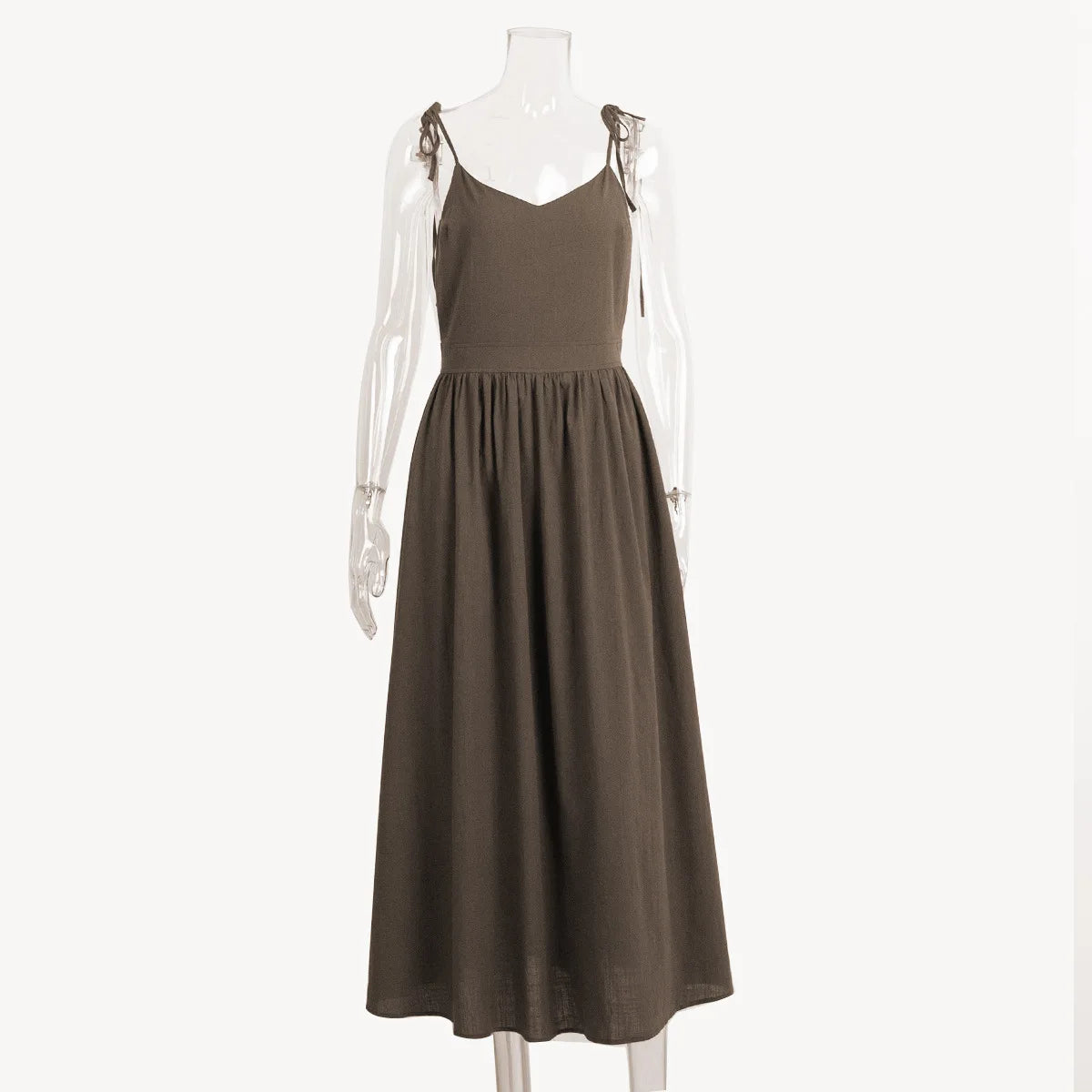 Backless Cotton V-Neck Maxi Dress | Wovetsa