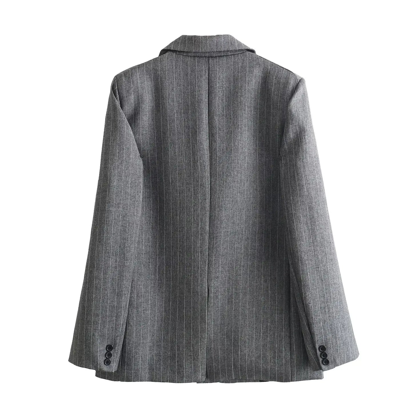 Striped Notch Lapel Blazer with Pockets | Wovetsa