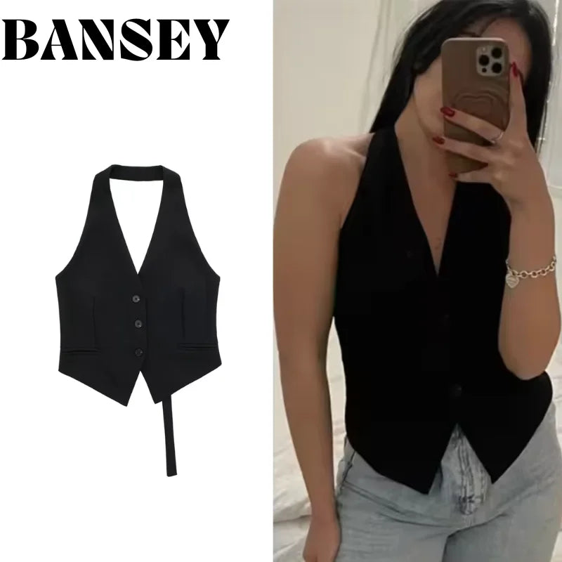 Off-Shoulder Cropped Vest | Wovetsa